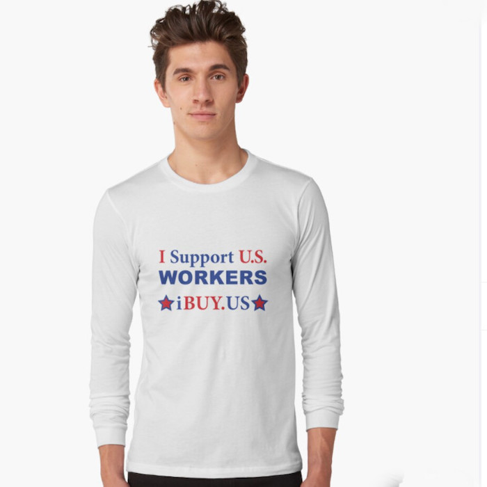 I Support U.S. Workers Long Sleeve T-Shirt by 543 Wear, Inc.